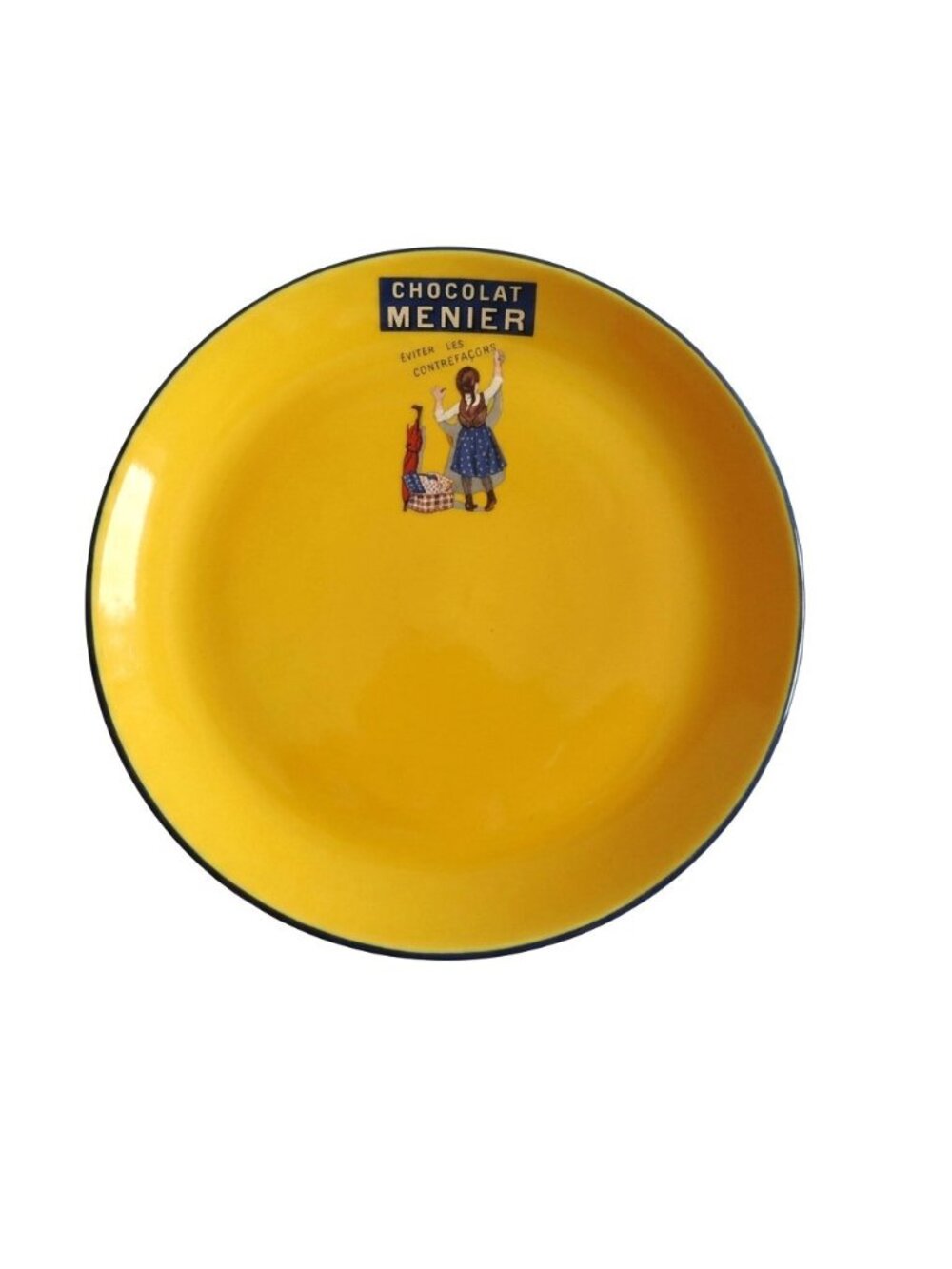 Vintage French Chocolat Menier Yellow Advertising Collector Plate 8.25"